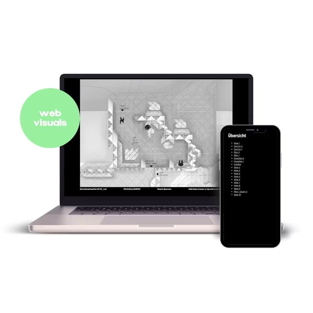 Mockup von MacBook und iPhone mit der Website von Gebäude und Rubellose