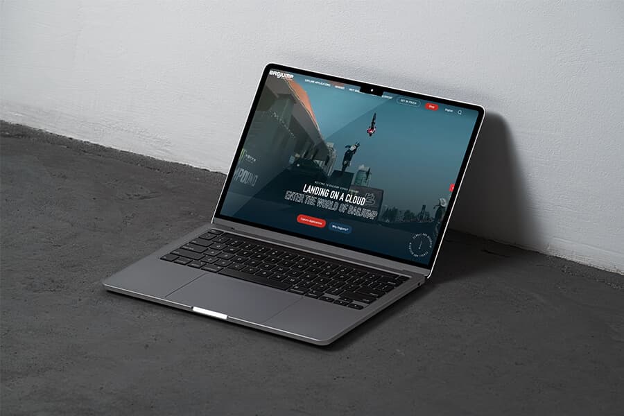 Website von Bagjump auf einem Laptop